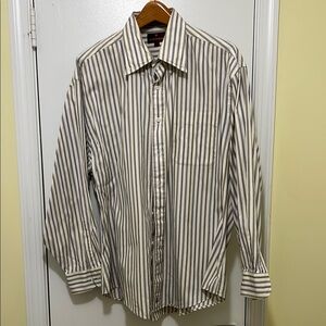 Nordstrom White Striped Button Down Dress Shirt